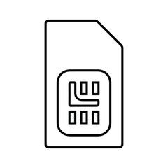 Card, sim, sim card outline icon. Line art vector.