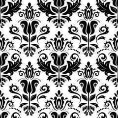 Classic seamless black and white pattern. Damask orient ornament. Classic vintage background. Orient ornament for fabric, wallpaper and packaging