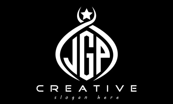 JGP three letters monogram curved oval initial logo design, geometric minimalist modern business shape creative logo, vector template