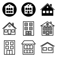 House Flat Icon Set Isolated On White Background