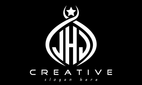 JHJ three letters monogram curved oval initial logo design, geometric minimalist modern business shape creative logo, vector template