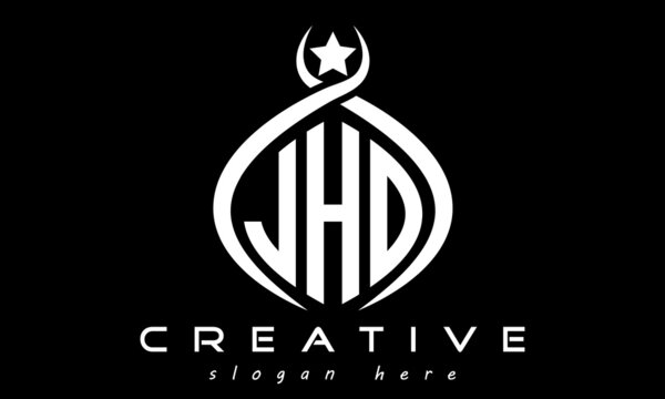 JHO three letters monogram curved oval initial logo design, geometric minimalist modern business shape creative logo, vector template