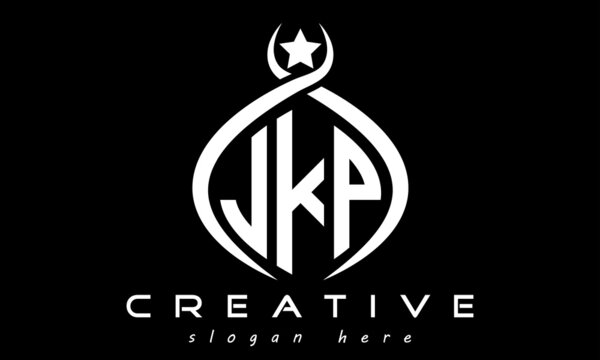 JKP three letters monogram curved oval initial logo design, geometric minimalist modern business shape creative logo, vector template