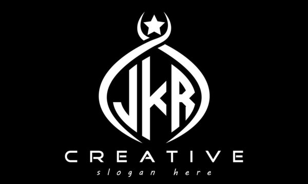JKR three letters monogram curved oval initial logo design, geometric minimalist modern business shape creative logo, vector template