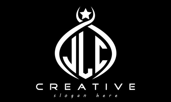 JLC three letters monogram curved oval initial logo design, geometric minimalist modern business shape creative logo, vector template