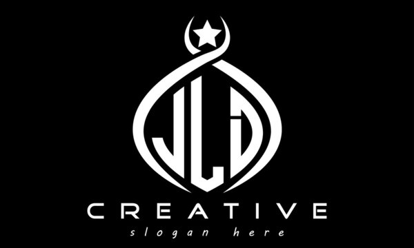 JLD three letters monogram curved oval initial logo design, geometric minimalist modern business shape creative logo, vector template