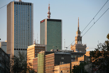 Panorama of the center of Warsaw