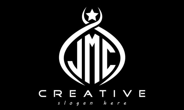 JMC three letters monogram curved oval initial logo design, geometric minimalist modern business shape creative logo, vector template