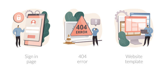 Website page interface abstract concept vector illustrations.