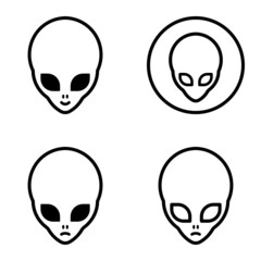 Alien Flat Icon Set Isolated On White Background