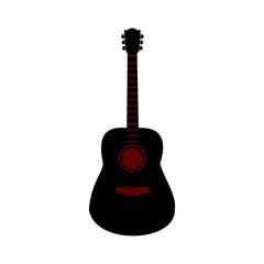 Fototapeta premium black guitar on white background with red elements