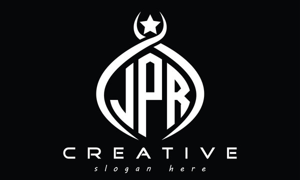JPR three letters monogram curved oval initial logo design, geometric minimalist modern business shape creative logo, vector template
