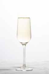 Champagne glasses on a white background.Alcoholic beverages.