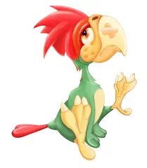 Poster Illustration of a Cute Cartoon Character Parrot for you Design. © liusa