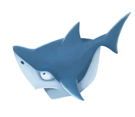 Gordijnen Illustration of a Cute Cartoon Character Shark for you Design. © liusa