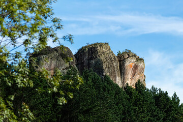Fototapeta na wymiar Rock hills and trees - Pedras Brancas, Lages, Brazil