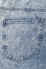 Blue jeans pocket. Close up.
