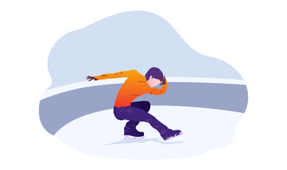 UI design of abstract man skating on ice on an abstract blue background, male Figure Skaters