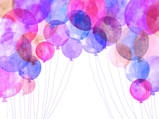 watercolors ballons red yellow blue and green