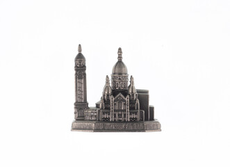 souvenir with Paris Cathedral isolated on white background