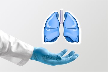 the doctor holds the lungs organ symbol. Awareness of lung cancer, pneumonia, asthma, world no...