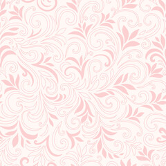 Elegant seamless pattern with leaves and curls. Luxury floral background. Vector illustration.
