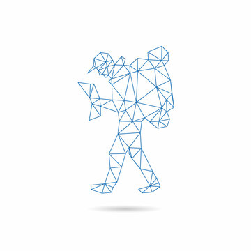 recommend clip art: Tourist man silhouette abstract, vector illustration