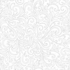 Elegant seamless pattern with leaves and curls. Luxury floral background. Vector illustration.