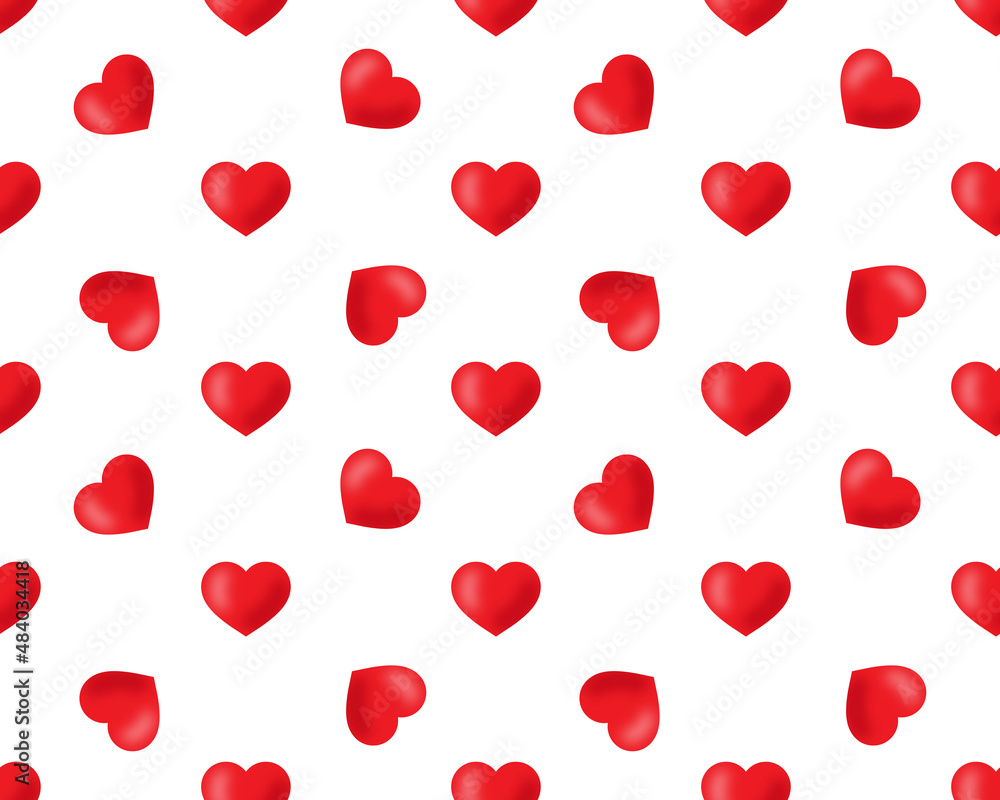 Poster simple heart shape seamless pattern in diagonal arrangement. love and romantic theme background. red