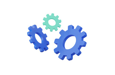 3D Three gears Icons. 3D rendeirng