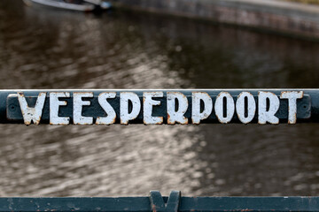 Bridge Sign Weesperpoort At Amsterdam The Netherlands 28-1-2022