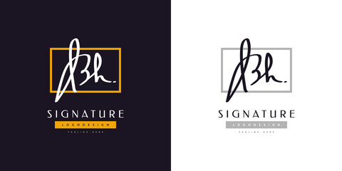 BH Initial Logo Design with Handwriting Style. BH Signature Logo or Symbol for Wedding, Fashion, Jewelry, Boutique, Botanical, Floral and Business Identity