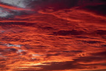 Red sky with white clouds - perfect for sky replacement