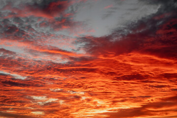 Red sky with white clouds - perfect for sky replacement