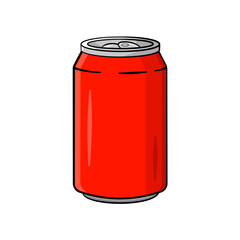 Red can isolated. Cartoon. Vector illustration. Isolated on white background