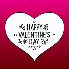 Lettering card Happy St. Valentine's Day on heart shaped background