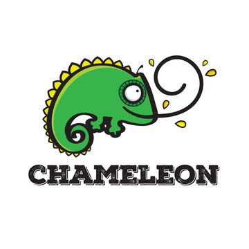 chameleon Logo illustration cute animal funny