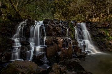 Multiple water drops cascades in Misiones, Argentina, South América called Natural Park Salto Küppers near El Dorado City. Küppers cascade natural park

