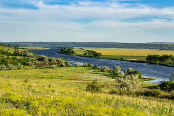 landscape with a river, river in Ukraine Southern Bug
