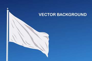 Vector layout of a fluttering flag isolated on the sky color background.