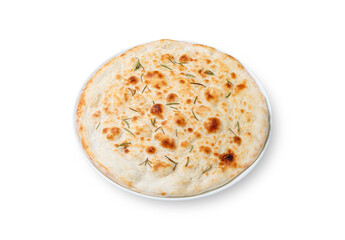 Italian pizza four cheeses on white isolated background