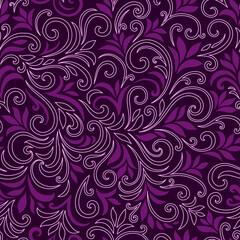 Elegant seamless pattern with leaves and curls. Luxury floral background. Vector illustration.