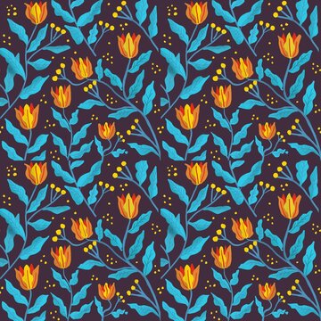 Pattern illustrazione motivi floreali colorati 