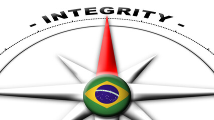 Brazil Globe Sphere Flag and Compass Concept Integrity Titles – 3D Illustration