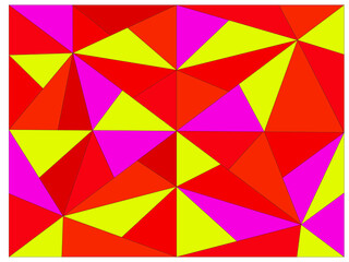Grafika wektorowa powstała w wyniku wypełnienia obszaru roboczego trójkątami o różnym wymiarze i kolorach. 
