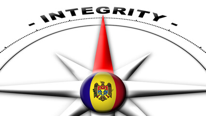 Moldova Globe Sphere Flag and Compass Concept Integrity Titles – 3D Illustration