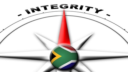 South Africa Globe Sphere Flag and Compass Concept Integrity Titles – 3D Illustration