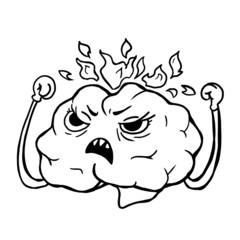 Obraz premium Angry brain character vector illustration on white background