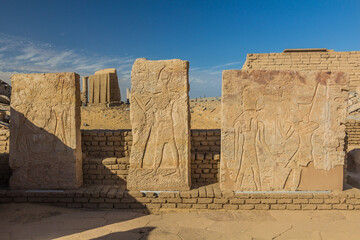 Stone carvings near Kalabsha temple on the island in Lake Nasser, Egypt