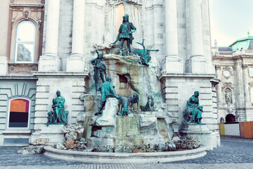 Fototapeta na wymiar Buda Castle with monuments in Budapest